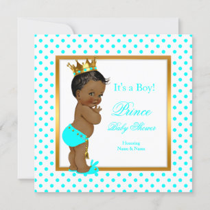 Prinz Baby Shower Junge Türkis Punkte Ethnisch Einladung