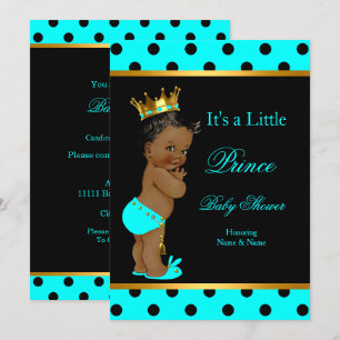 Prinz Baby Shower Junge Türkis Schwarz Ethnisch Einladung