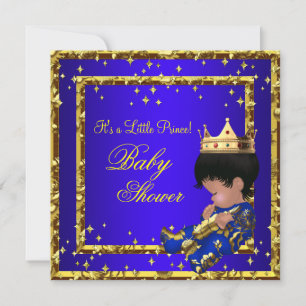 Prinz Baby Shower Königlich Blau Gold Junge Krone  Einladung