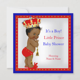 Prinz Baby Shower Rot Weiß Blau Junge Ethnisch Einladung
