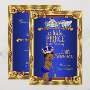 Prinz Baby Shower Royal Blau Goldene Kutsche Ethni Einladung