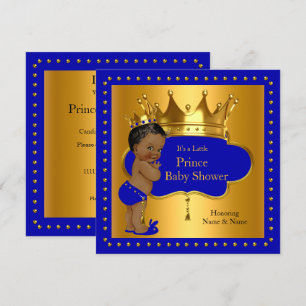 Prinz Baby Shower Royalblaue Jungenkrone Ethnisch Einladung