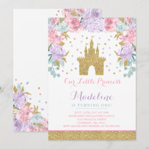 Prinz Birthday Invitation Gold Prinzessin Catle Einladung