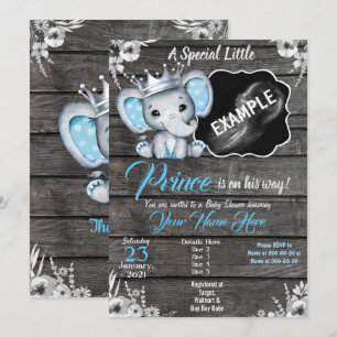 Prinz Elephant Ultrasound Pic Einladung Blau