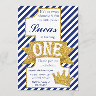 Prinz First Birthday Invitation mit Umschlägen Einladung
