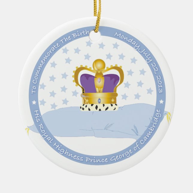 Prinz George von Cambridgekissen und -krone Keramik Ornament (Vorne)