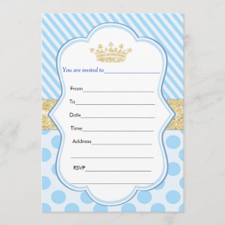 Prinz Gold Glitter Birthday Invitation füllen aus Einladung