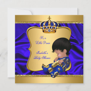 Prinz Junge Baby Shower Blau Afroamerikanisch Seid Einladung