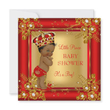 Prinz Junge Baby Shower Gold Rot Afroamerikanisch