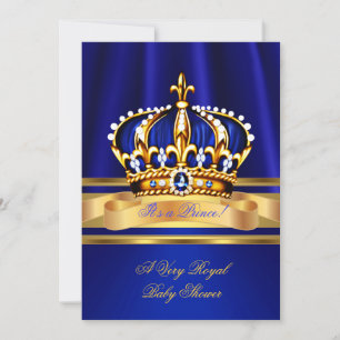Prinz Jungen Baby Shower Royal Blau Goldene Krone Einladung