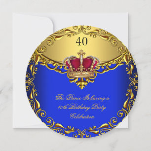 Prinz König Rot Gold Königlich Blau Krone Geburtst Einladung