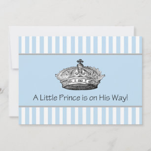 Prinz Kronen Blau Weiße Baby Jungen Dusche Einladung