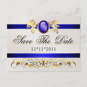 Prinz-u. Prinzessin-Blue Save the Date Postkarte