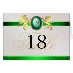 Prinz-u. Prinzessin-Green Jewel Crest Table Karte