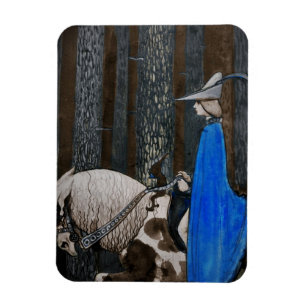 Prinz und Tomte reiten durch den Wald Magnet