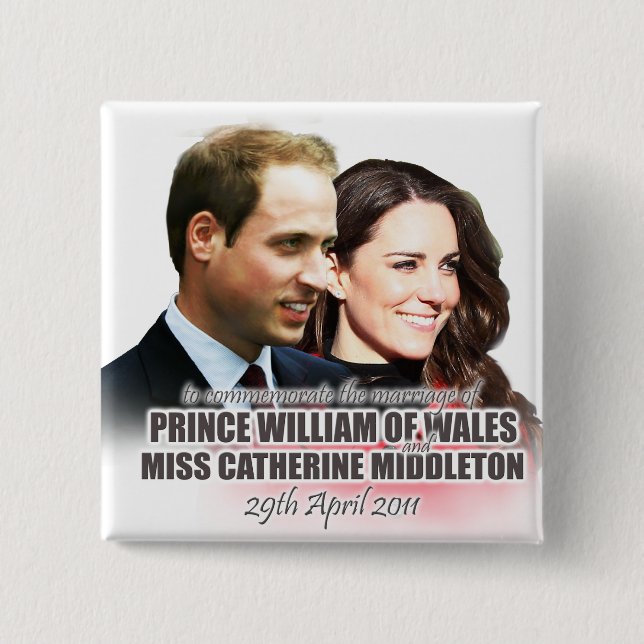 Prinz William u. Kate königlicher Hochzeits-Knopf Button (Vorderseite)
