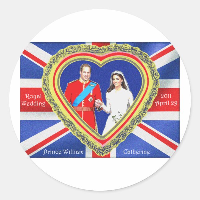 Prinz William und königliche Hochzeit Catherine Runder Aufkleber (Vorderseite)