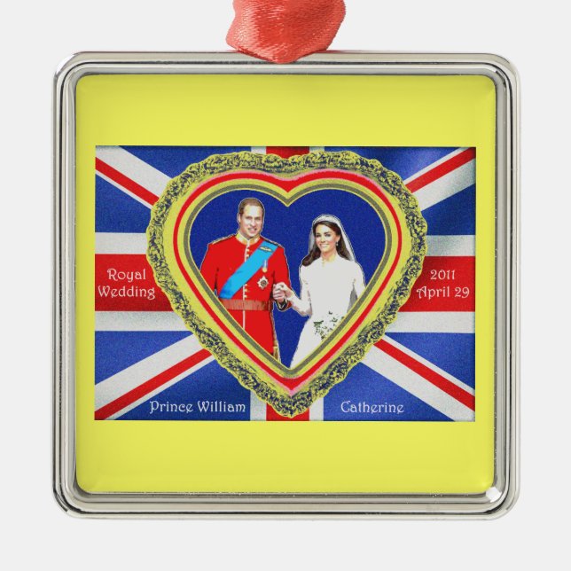 Prinz William und königliche Hochzeit Catherine Silbernes Ornament (Vorne)
