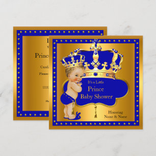 Prinzen-Baby-Party Royalblaue Jungenkrone Blond Einladung