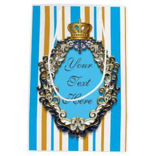 Prinzenkrone Royal Blue & Gold Personalisierte Tas Mittlere Geschenktüte