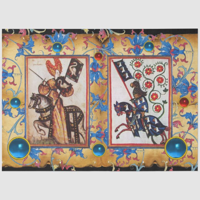 PRINZESS PENTHESILEA UND BLAUE KNIGHEIT AUF DEM RÜ SEIDENPAPIER (Vorderseite)