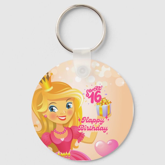 Prinzessin 16. Geburtstag Schlüsselanhänger (Vorderseite)