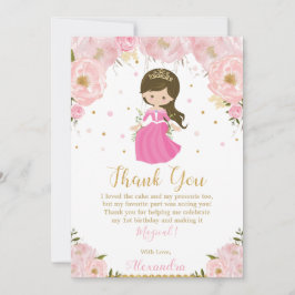 Prinzessin 1. Geburtstag Pink Blush Floral Dankeskarte