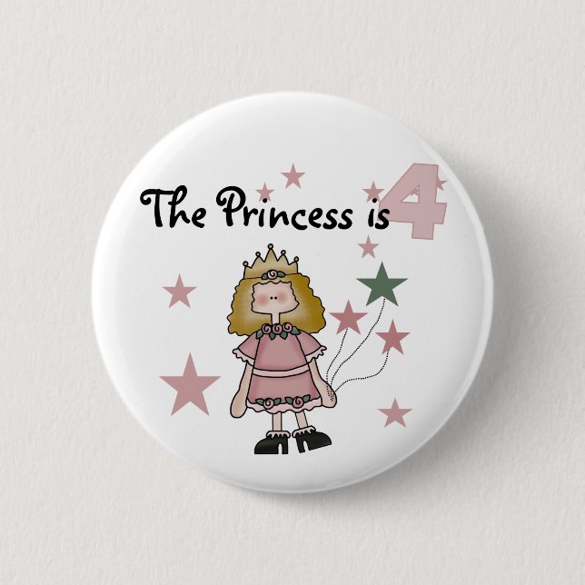 Prinzessin 4. Geburtstagsgeschenke Button (Vorderseite)