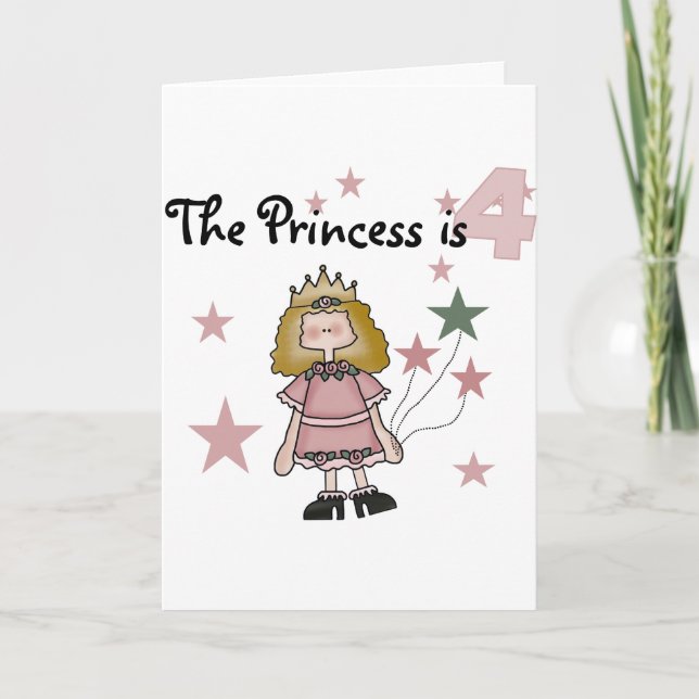 Prinzessin 4. Geburtstagsgeschenke Karte (Vorderseite)