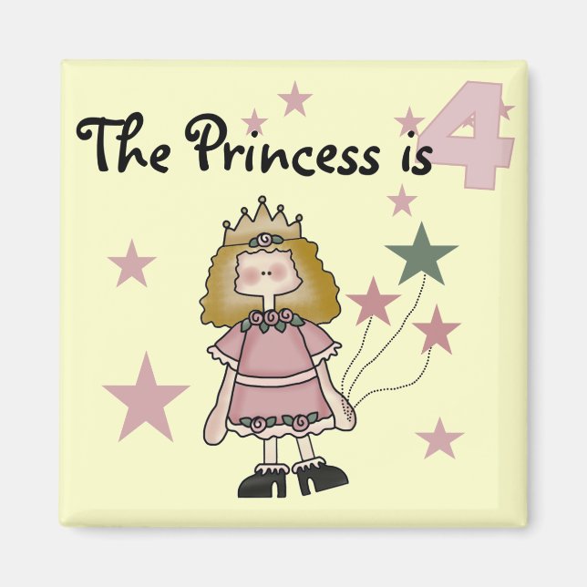 Prinzessin 4. Geburtstagsgeschenke Magnet (Vorne)