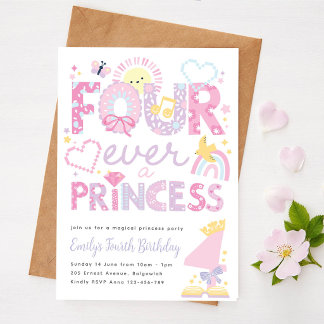 Prinzessin 4. Party, Für Immer eine Prinzessin Geb Einladung