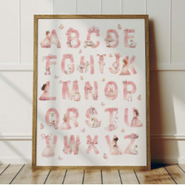 Prinzessin Alphabet ABC Poster Kinderzimmer Dekora