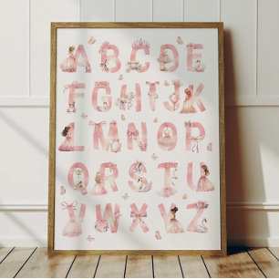 Prinzessin Alphabet ABC Poster Kinderzimmer Dekora