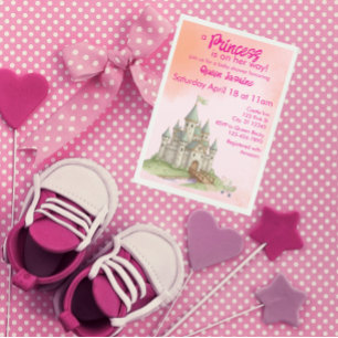 Prinzessin auf dem Weg, Schloss-Baby-Party Einladung