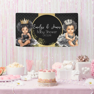 Prinzessin Baby Gold Schwarz Baby Zwillinge Dusche Banner
