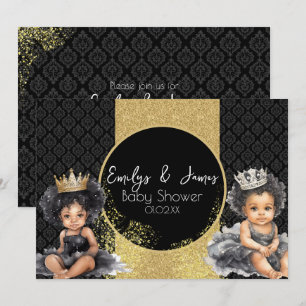 Prinzessin Baby Gold Schwarz Baby Zwillinge Dusche Einladung