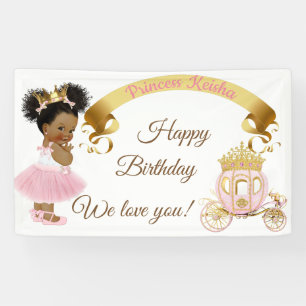 Prinzessin Baby Mädchen Karosse Rosa Gold Banner
