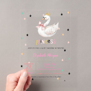 Prinzessin Baby Schwan, Baby-Party der Sterne Acryleinladungen