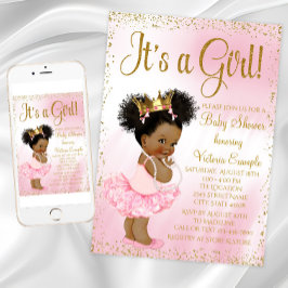 Prinzessin Baby Shower Einladung Pink Gold Afroame