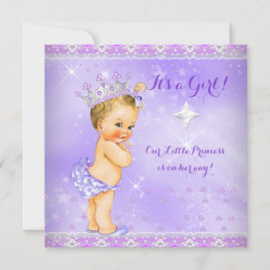 Prinzessin Baby Shower Flieder Purpur Lavendel Blo Einladung