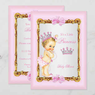 Prinzessin Baby Shower Gold Rosa Perlen Diadem Blo Einladung