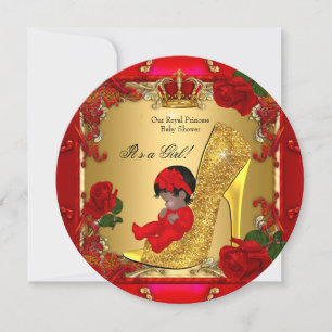 Prinzessin Baby Shower Mädchen Gold Rote Rose Hi H Einladung