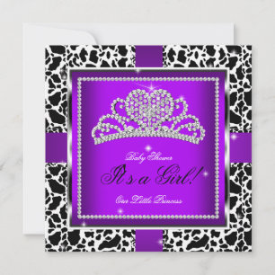 Prinzessin Baby Shower Mädchen Lila Kuh Tiara Einladung