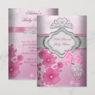 Prinzessin Baby Shower Mädchen Pink Tiara Prinzess Einladung