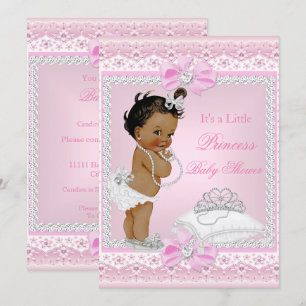 Prinzessin Baby Shower Mädchen Rosa Diadem Herz Et Einladung