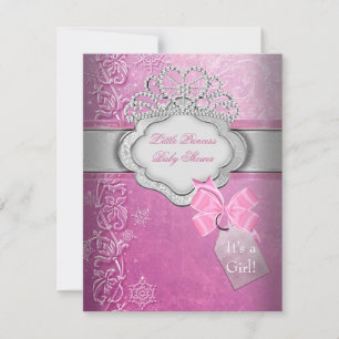 Prinzessin Baby Shower Mädchen Rosa Diadem Prinzes Einladung