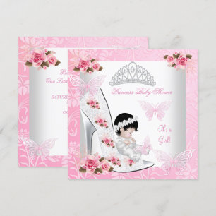 Prinzessin Baby Shower Mädchen Schmetterling Schuh Einladung