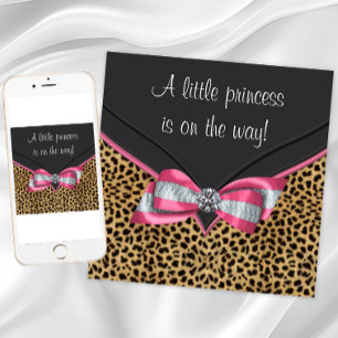 Prinzessin Baby Shower mit rosa Leopard Einladung