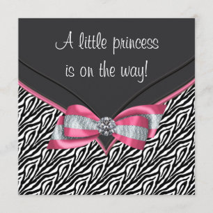 Prinzessin Baby Shower mit rosa Zebra Einladung