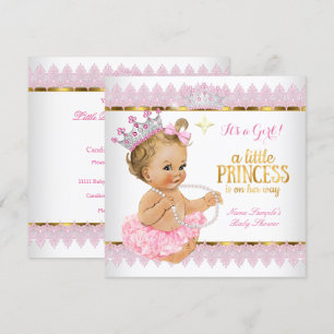 Prinzessin Baby Shower Pink Gold Blondes Mädchen Einladung